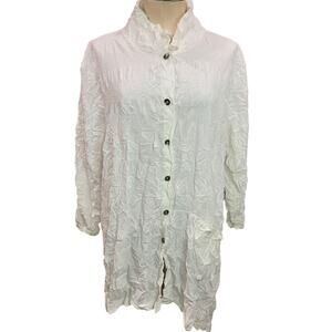 1X Chalet Crush Shirt Kehlani Womens Asymmetrical Tunic Button Up White